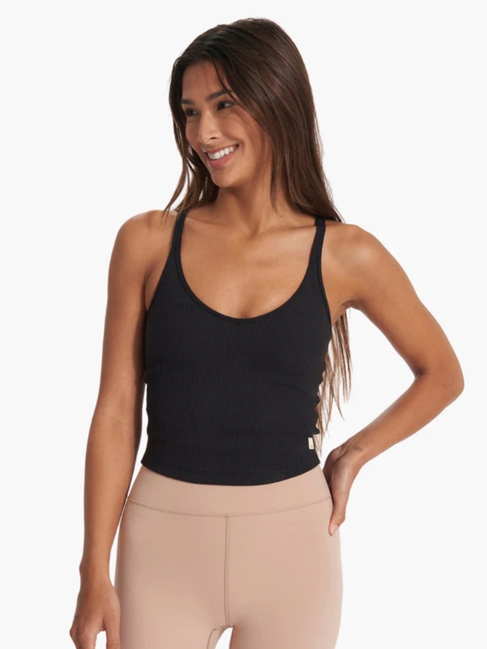 Vuori Rib Crop Cross-Back Tank Size Small Chic Athleisure Workout Gym Lounge
